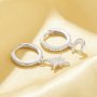 Moon And Star Hoop Earrings With White Cubic Zirconia,Solid 925 Sterling Silver Earrings,Dainty Pave CZ Stone Earrings 6390123