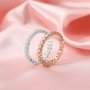 Dainty Moissanite Diamond April Birthstone Stackable Ring Wedding Engagement Full Band Antiqued Eternity Ring Solid 14K Gold 1294257