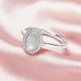 6x8MM Keepsake Breast Milk Resin Oval Bezel Ring Settings,Solid Back Solid 14K 18K Gold Ring,Pave Moissanite Stone Art Deco Ring,DIY Ring Supplies 1222091
