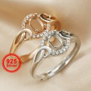 4x6MM Oval Prong Ring Settings Rose Gold Plated Solid 925 Sterling Silver Ring Bezel DIY Supplies for Gemstone 1224121