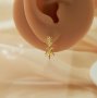 Five Stones Round Pin Hoops Earrings Settings for 2.5MM 3MM 3.5MM 4MM 5MM Half Drilled Pearl Bead,Solid 925 Sterling Silver Gold Plated Earrings,DIY Earrings Supplies 1706221
