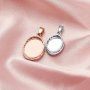 Keepsake Breast Milk Resin Oval Pendant Bezel Settings,Solid Back 925 Sterling Silver Rose Gold Plated Pendant,Pave CZ Stone Charm,DIY Pendant Supplies 1431252