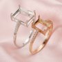 Keepsake Breast Milk Rectangle Prong Ring Settings Resin Solid 14K Gold Moissanite Accents DIY Ring Blank Band 1224113-1