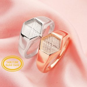 8MM Keepsake Breast Milk Resin Hexagon Bezel Ring Settings,,Solid 14K 18K Gold Ring,Solid Back Hexagon Ring,Men\'s Ring Settings,DIY Ring Supplies 1294667