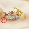 4MM Square Ring Settings vintage Style Solid 925 Sterling Silver Rose Gold Plated DIY Adjustable Ring Bezel for Gemstone 1294229