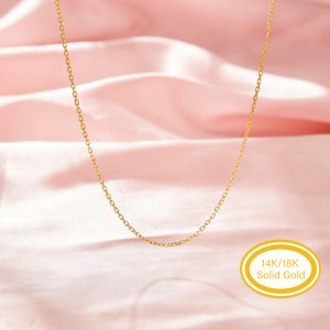 1MM Cable Oval Chain Necklace,Solid 18K Gold Necklace Chain,Minimalist Chain Necklace,DIY Necklace Supplies 1315036