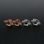 1Pair Oval Studs Earrings Settings Angel Wing Rose Gold Plated Solid 925 Sterling Silver Bezel DIY Supplies for Gemstone Jewelry 1706054
