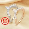 Art Decor Curverd Enhancer Ring,Stackable Ring Band,Solid 925 Sterling Silver Rose Gold Plated Stacker Ring,DIY Gemstone Ring Supplies 1294530