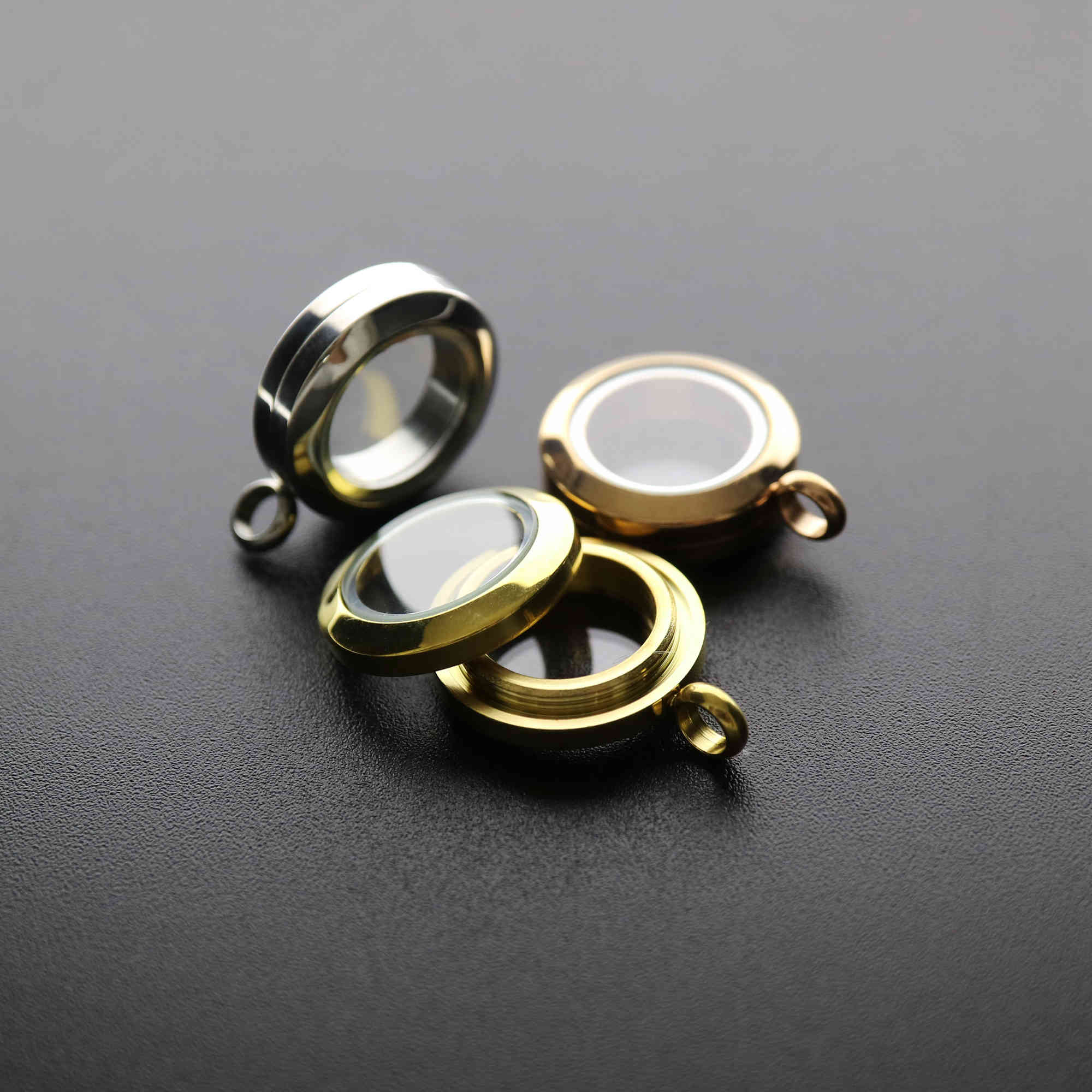1Pcs 20MM Stainless Steel Round Glass Locket Rose Gold Plated DIY Pendant Charm Supplies 1110034 - Click Image to Close