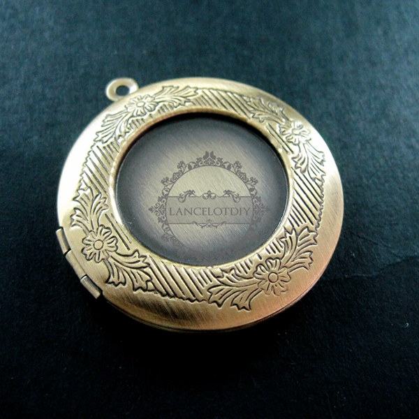 5pcs 20mm setting size vintage brass bronze locket pendant,photolocket,round locket,photo locket 1111004 - Click Image to Close