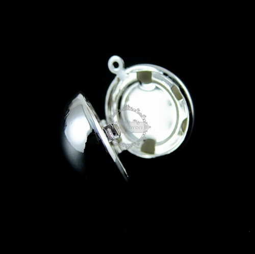 5pcs 20mm round silver brass ball photo locket pendant charm wholesale 1112007 - Click Image to Close