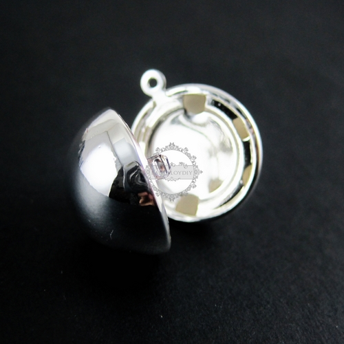 5pcs 20mm round silver brass ball photo locket pendant charm wholesale 1112007 - Click Image to Close