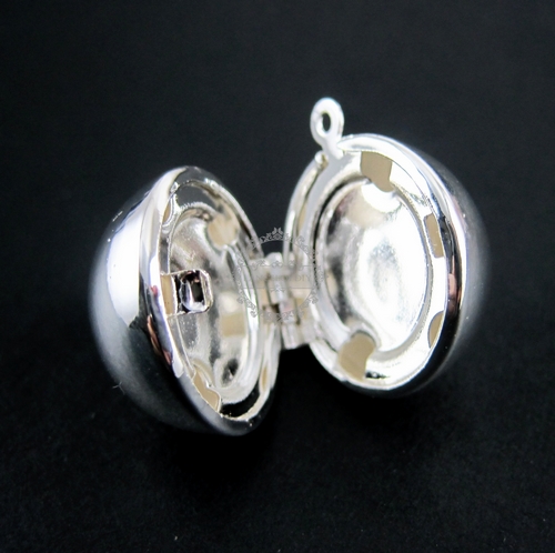 5pcs 20mm round silver brass ball photo locket pendant charm wholesale 1112007 - Click Image to Close