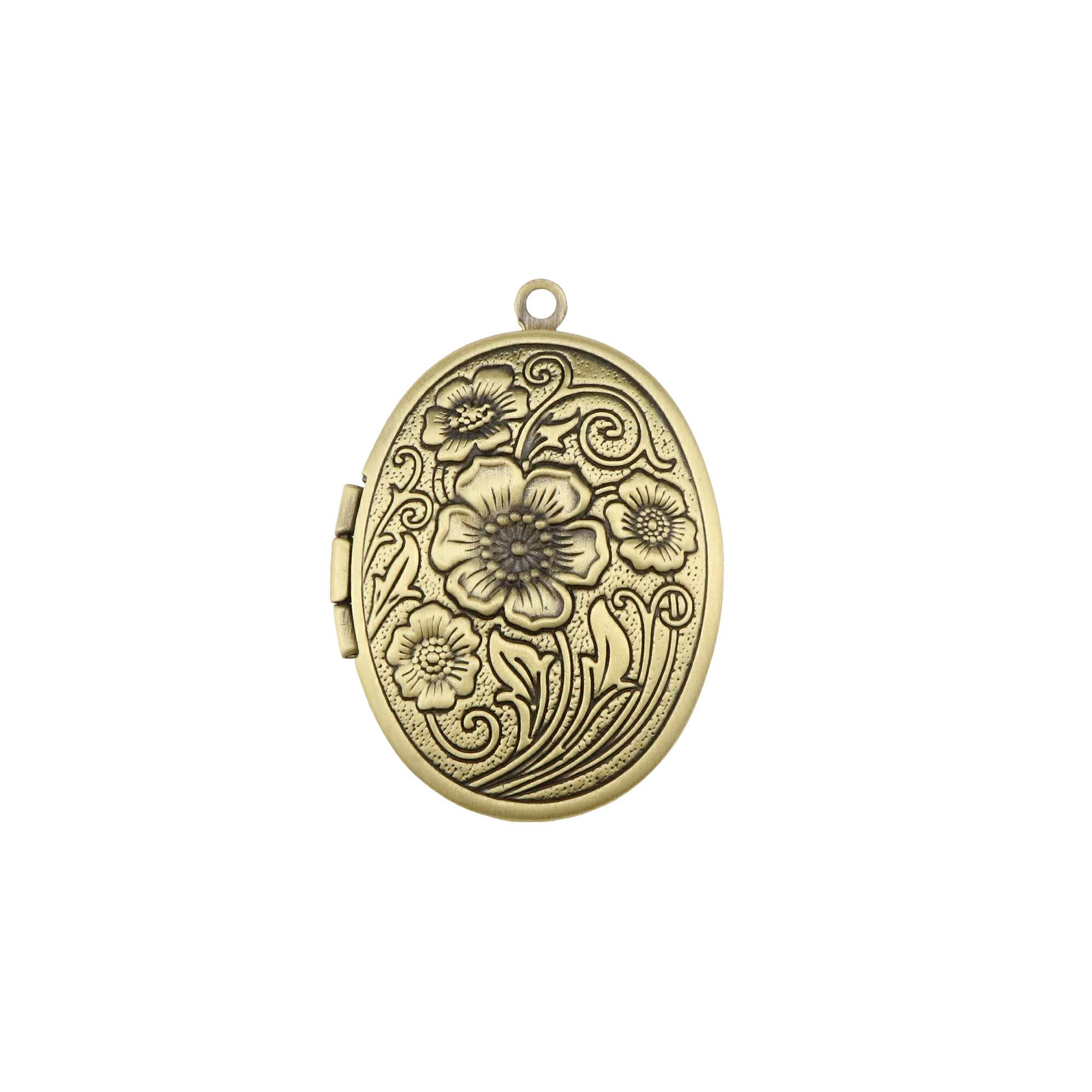 5Pcs 23x29mm brass antiqued silver,bronze,silver flower engraved vintage oval photo locket pendant charm supplies 1121052 - Click Image to Close