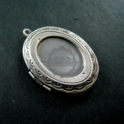 5pcs Pendant DIY Antique Silver European Antique Style Oval Flower Gemstone Studded Prayer Box Photo Locket Jewelry - Click Image to Close