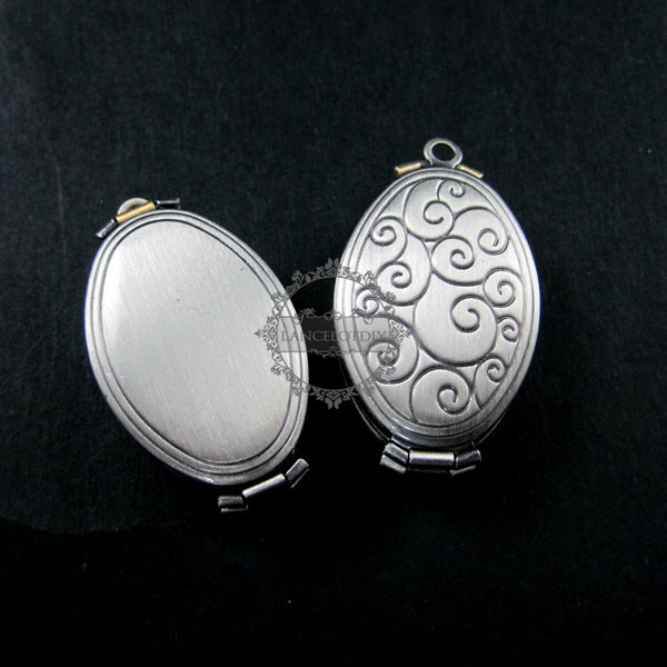 5pcs 20x30mm antiqued silver plated brass wave engraved vintage style oval photo locket pendant charm DIY 1123014 - Click Image to Close