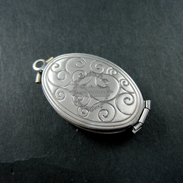 5pcs 20x30mm antiqued silver plated brass wave engraved vintage style oval photo locket pendant charm DIY 1123014 - Click Image to Close