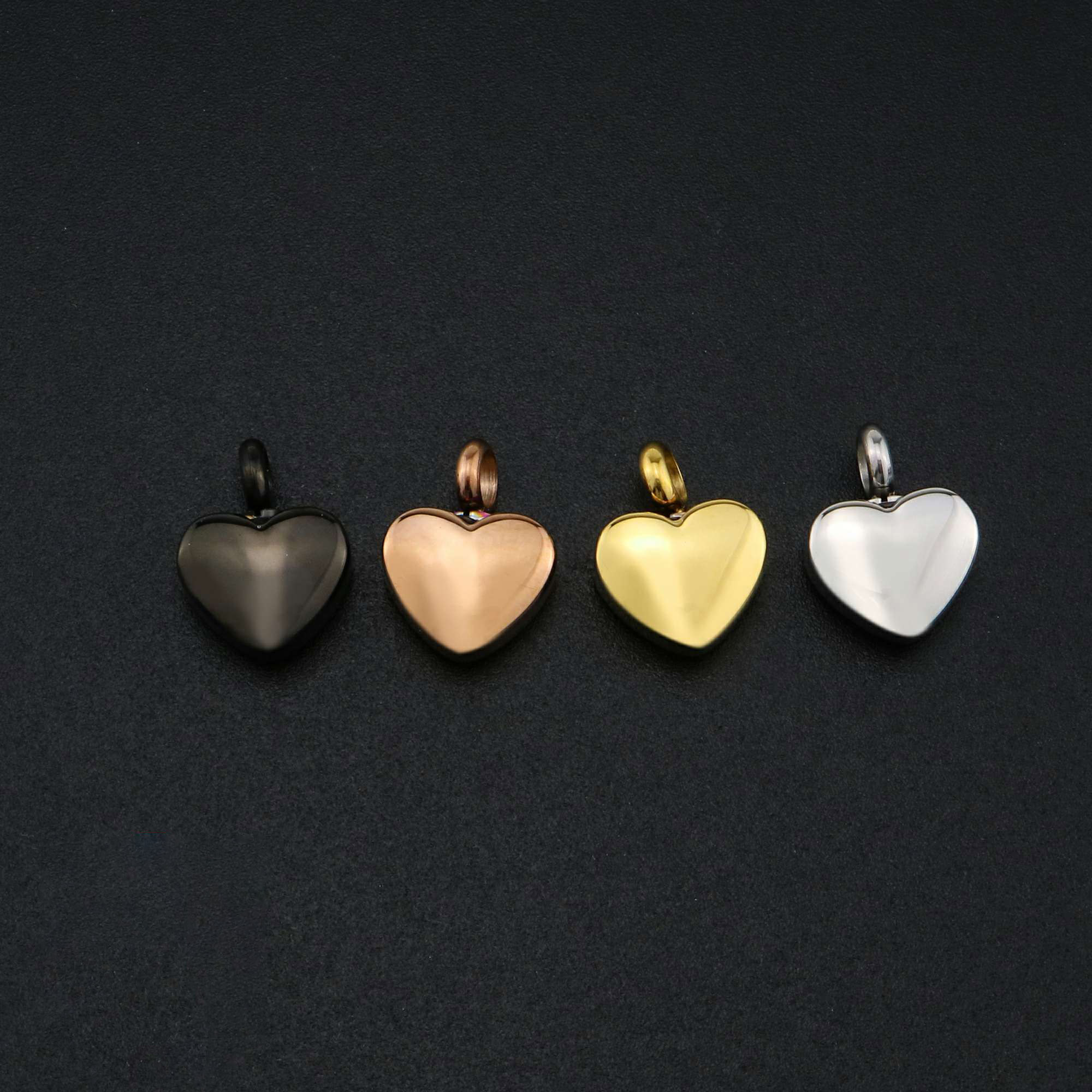 1Pcs 12x15MM Silver Rose Gold Black Plated Tiny Heart Stainless Steel Ash Canister Cremation Urn Wish Vial Pendant Prayer Purfume Box 1130006
