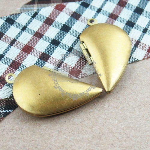 5pair 29MM raw copper lovers' heart locket pendant,vintage heart lovers' locket pendant1131023 - Click Image to Close