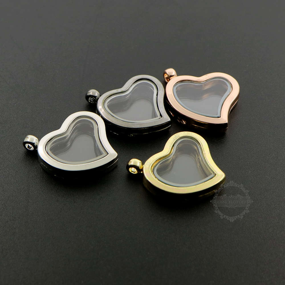 1pcs 30mm silver,rose gold,bronze color alloy heart photo locket glass charm floating vial prayer box pendant charm 1161031 - Click Image to Close
