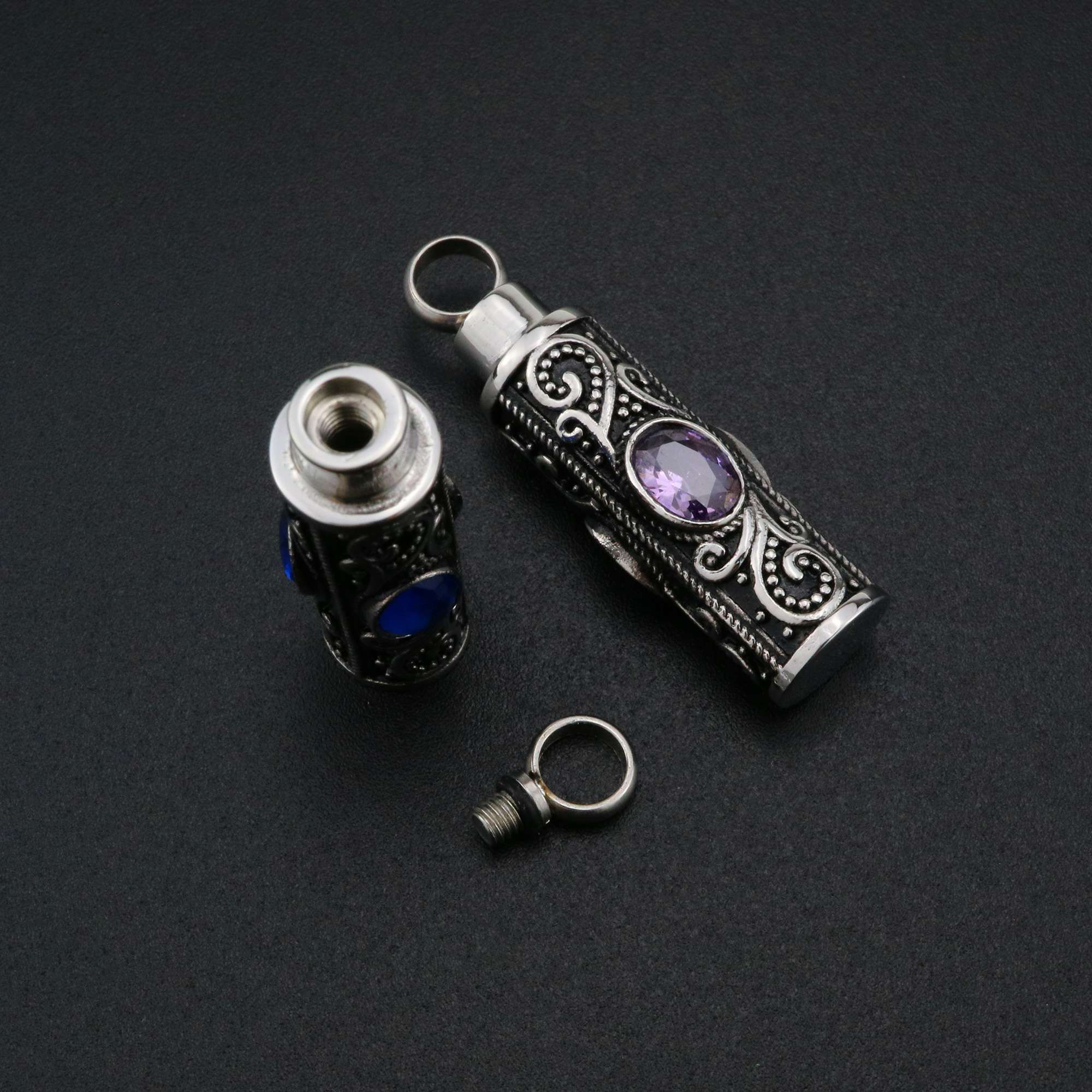 1Pcs Stainless Steel Tube Keepsake Ash Canister Cremation Urn Wish Vial Pendant Prayer Purfume Box 10x38MM Antiqued Silver 1190021 - Click Image to Close