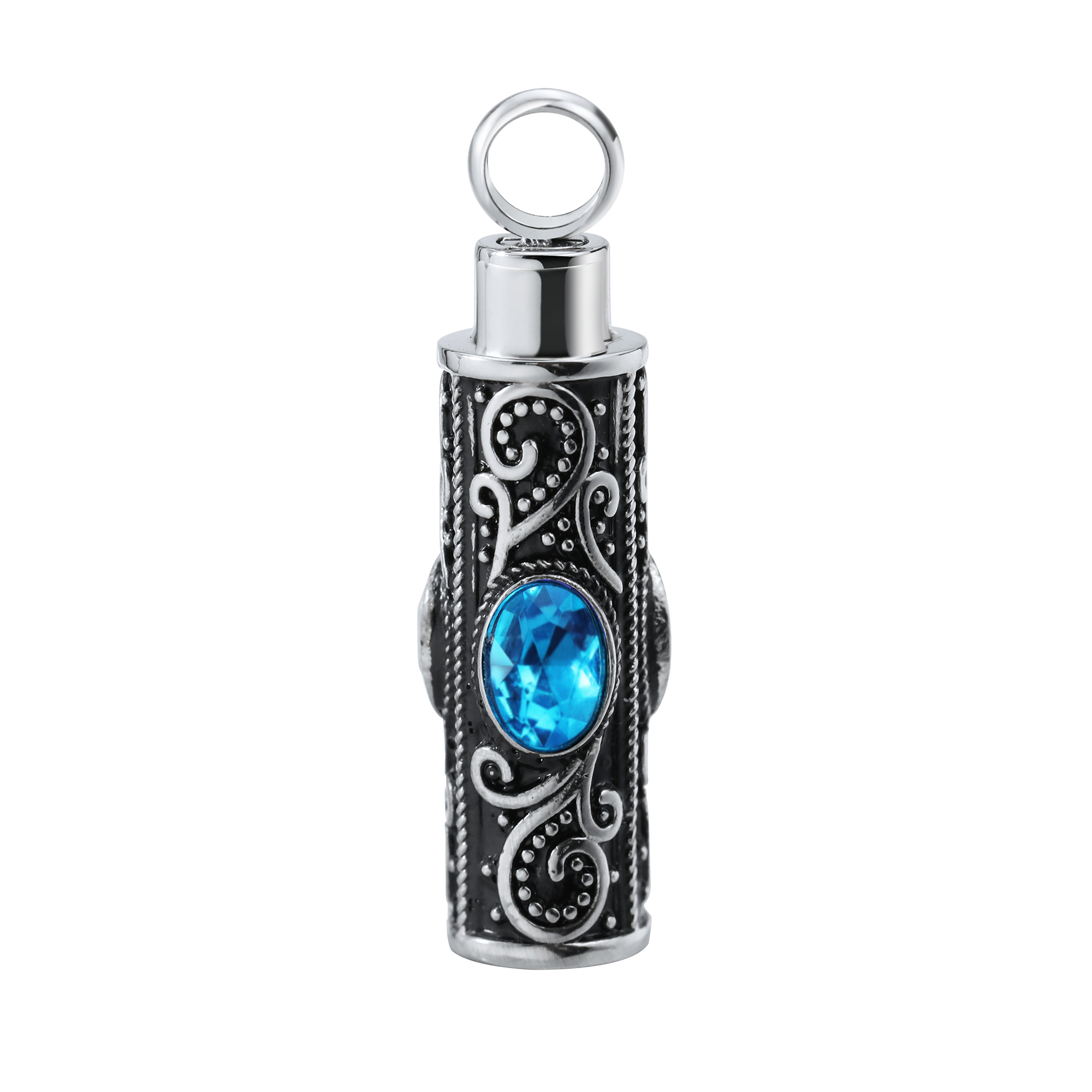 1Pcs Stainless Steel Tube Keepsake Ash Canister Cremation Urn Wish Vial Pendant Prayer Purfume Box 10x38MM Antiqued Silver 1190021 - Click Image to Close