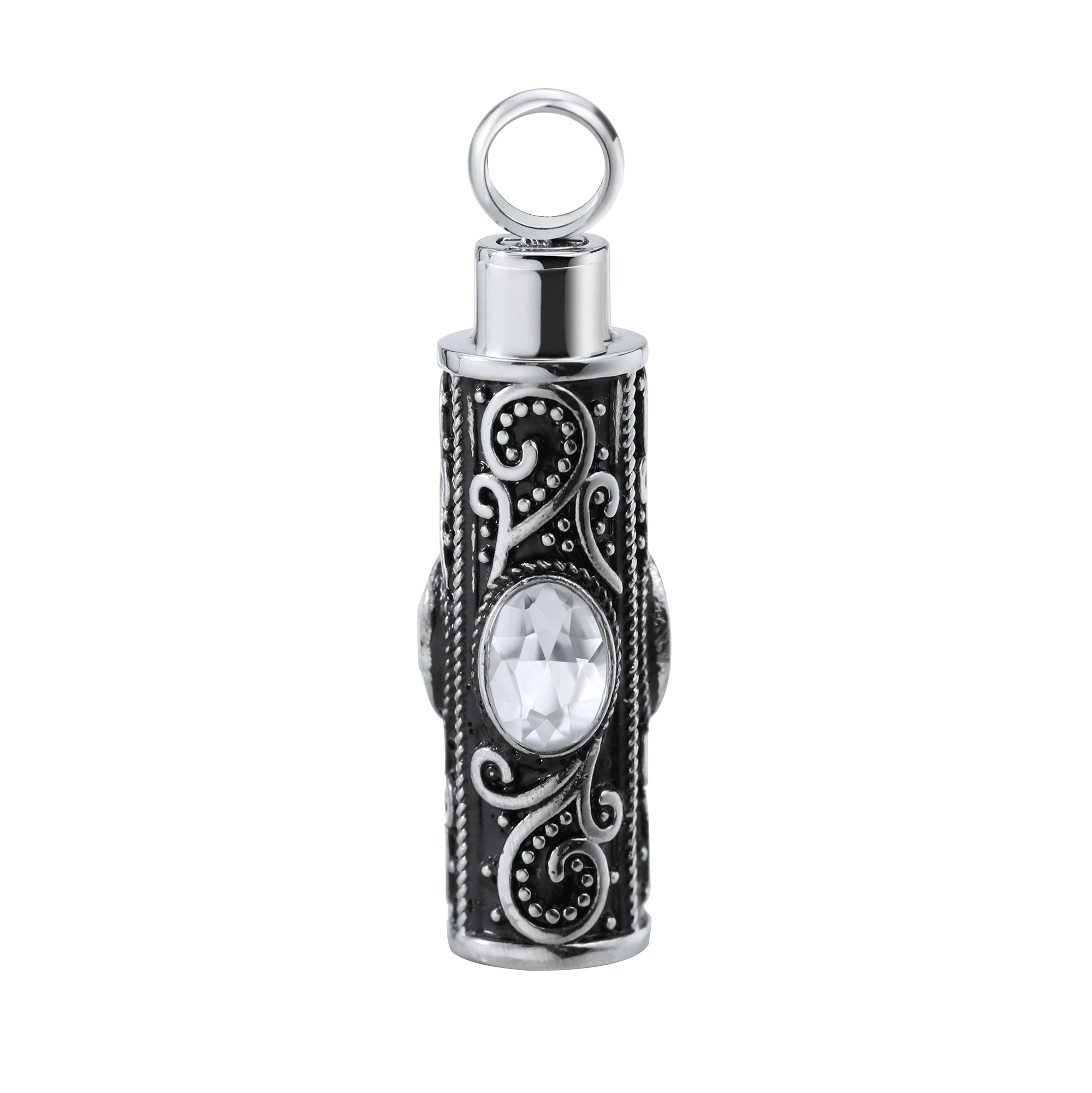 1Pcs Stainless Steel Tube Keepsake Ash Canister Cremation Urn Wish Vial Pendant Prayer Purfume Box 10x38MM Antiqued Silver 1190021 - Click Image to Close