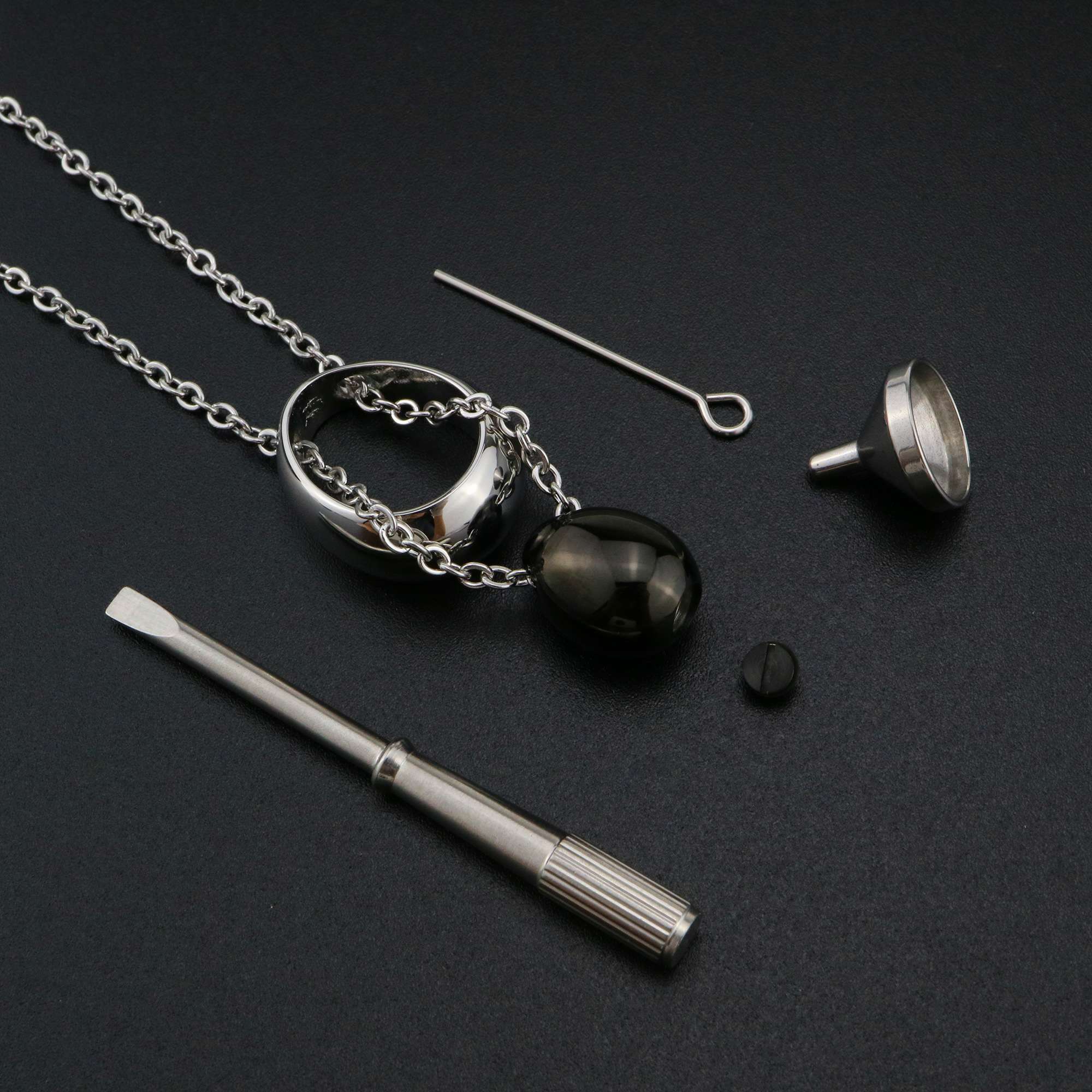 1Pcs Stainless Steel Egg Keepsake Ash Canister Set Cremation Urn Wish Vial Pendant Prayer Box 18x22MM 22+2Inch Necklace for Men 1190024 - Click Image to Close