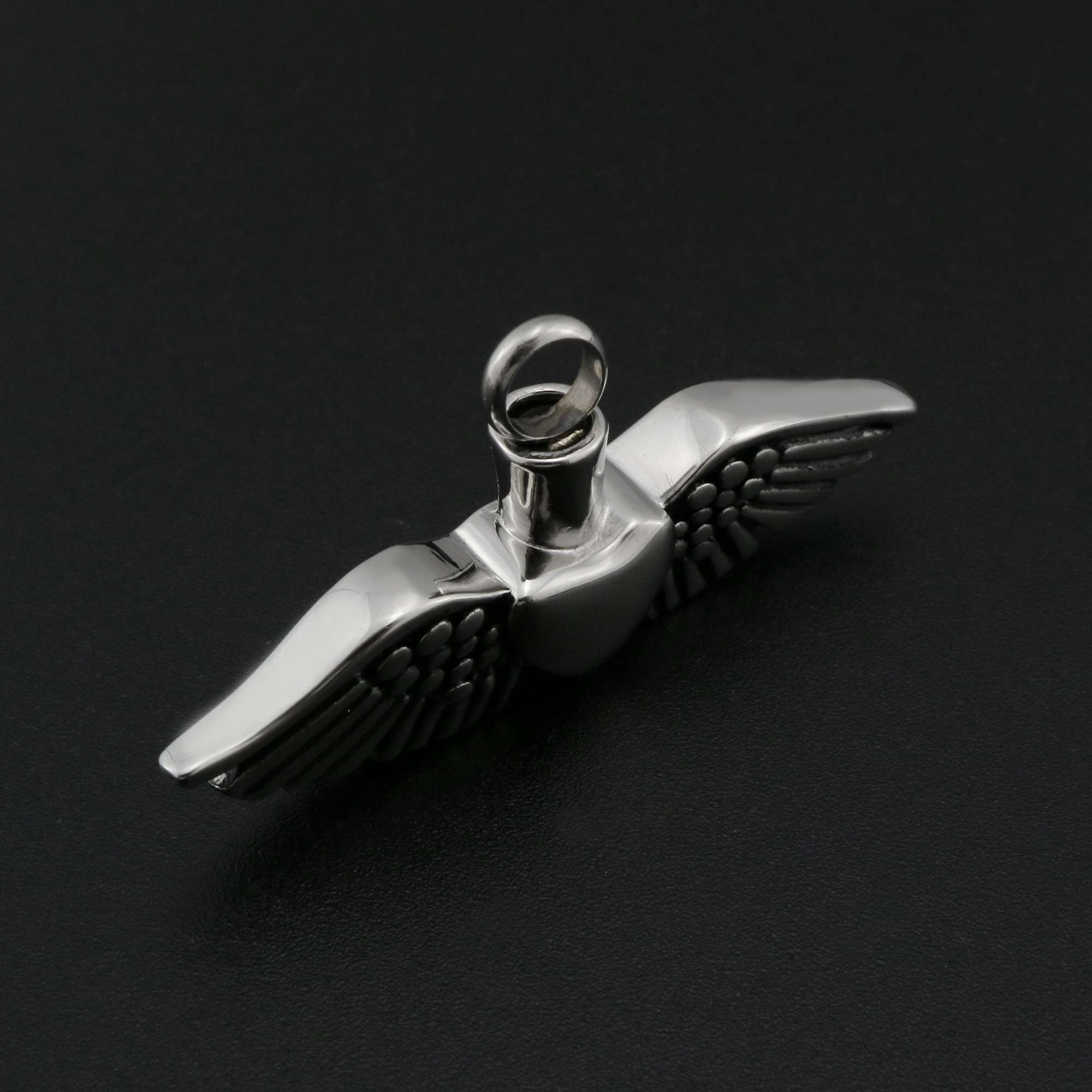 Heart Angel Wing Keepsake Memorial Pendant Ash Canister Cremation Urn Wish Vial Pendant Prayer Purfume Box 23x46MM 1190026 - Click Image to Close