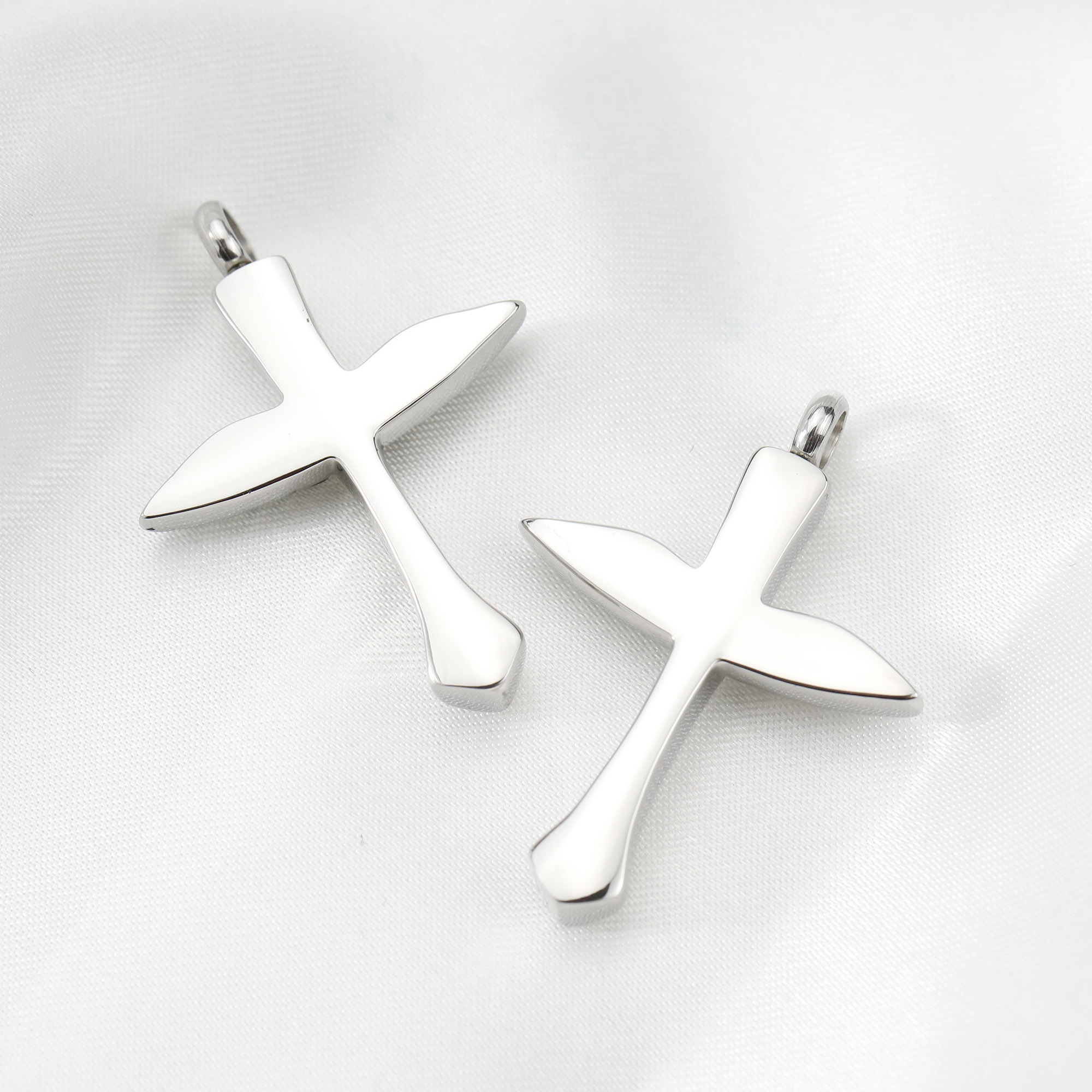 Keepsake Ash Canister Cremation Urn Set Cross Angel Wing Stainless Steel Wish Vial Pendant Prayer Box 26x38MM 1190044 - Click Image to Close