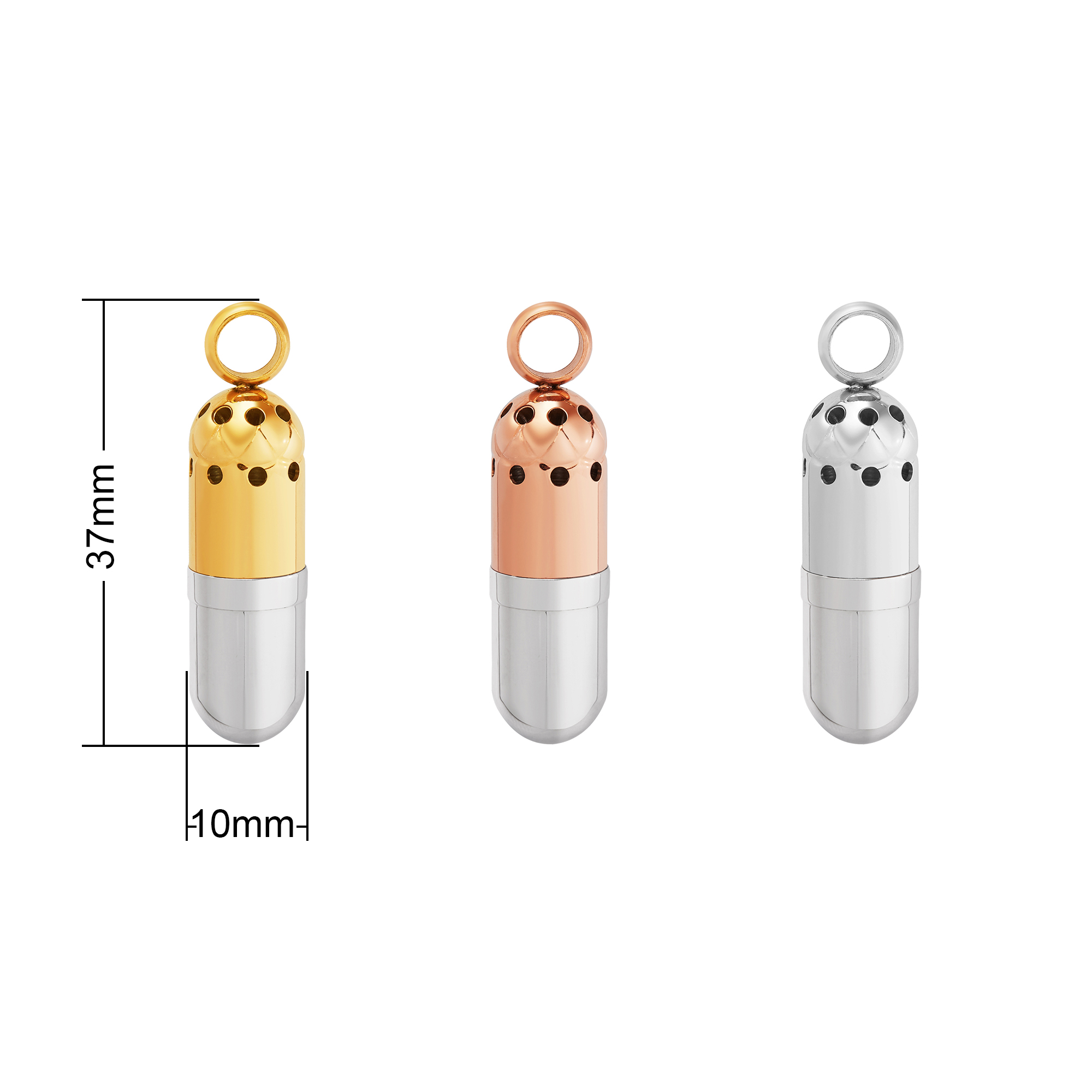 Stainless Steel Perfume Vial Container Pendant,Capsue Key Chain,Minimalist Wish Cap Charm,Key Buckle With Vial,DIY Pendant Supplies 1190077