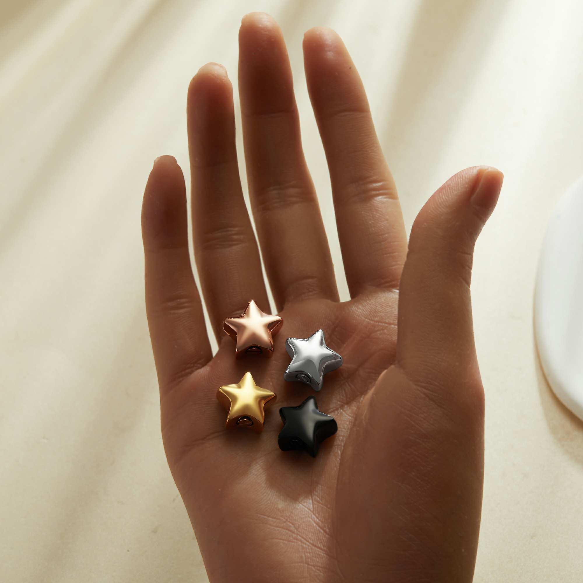 Star Stainless Steel Canister Pendant,Silver Rose Gold Black Tiny Ash Canister Cremation,Urn Wish Vial Pendant Prayer Purfume Box Pendant,DIY Pendant Supplies 1190080