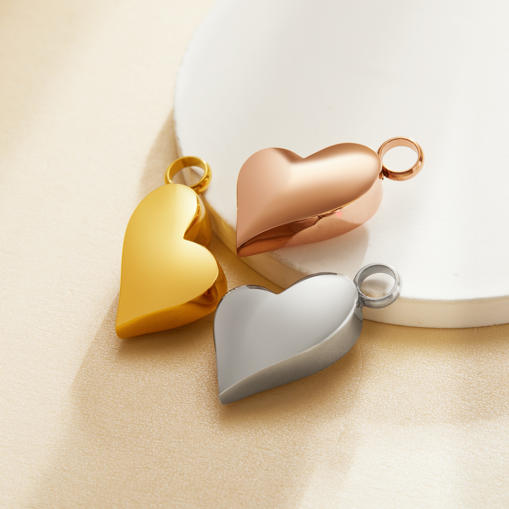 Heart Love Stainless Steel Canister Pendant,Silver Rose Gold Tiny Ash Canister Cremation,Urn Wish Vial Pendant Prayer Purfume Box Pendant,DIY Pendant Supplies 1190081