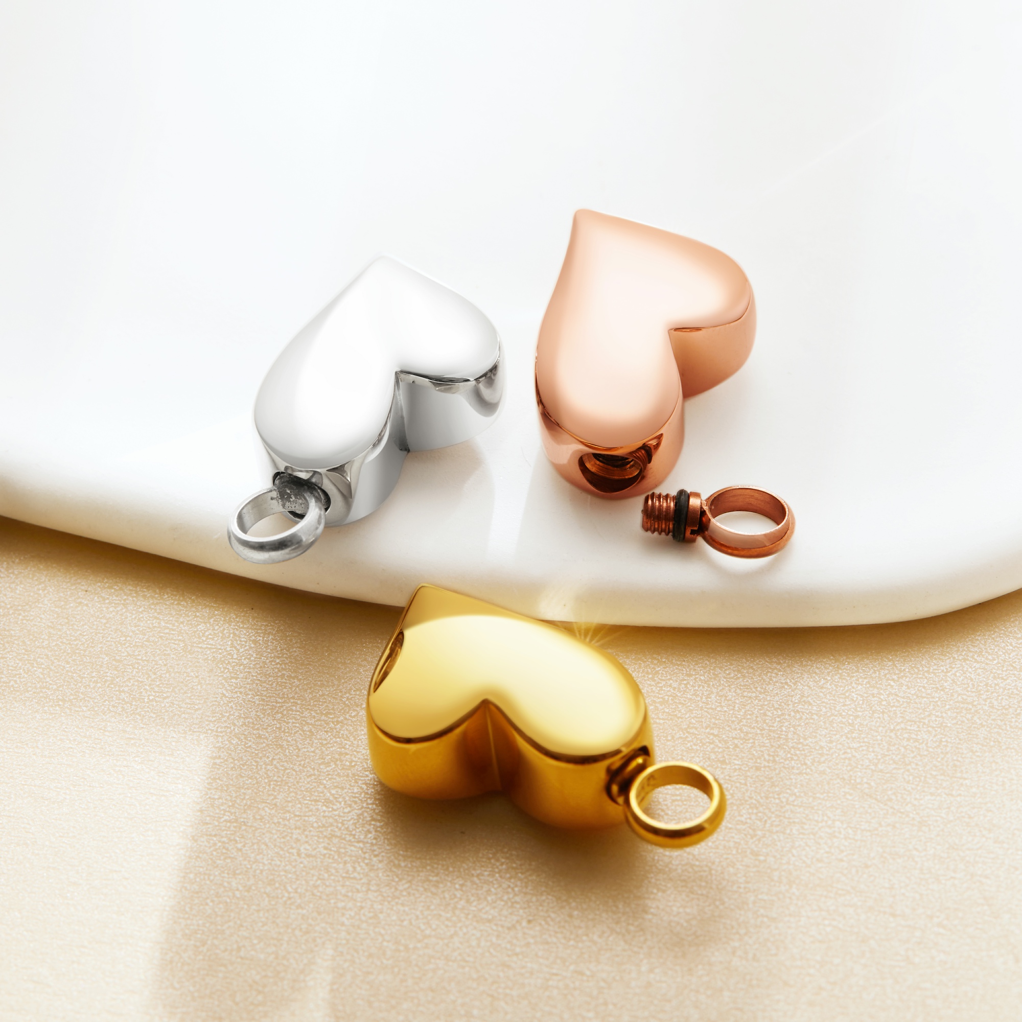 Heart Love Stainless Steel Canister Pendant,Silver Rose Gold Tiny Ash Canister Cremation,Urn Wish Vial Pendant Prayer Purfume Box Pendant,DIY Pendant Supplies 1190081