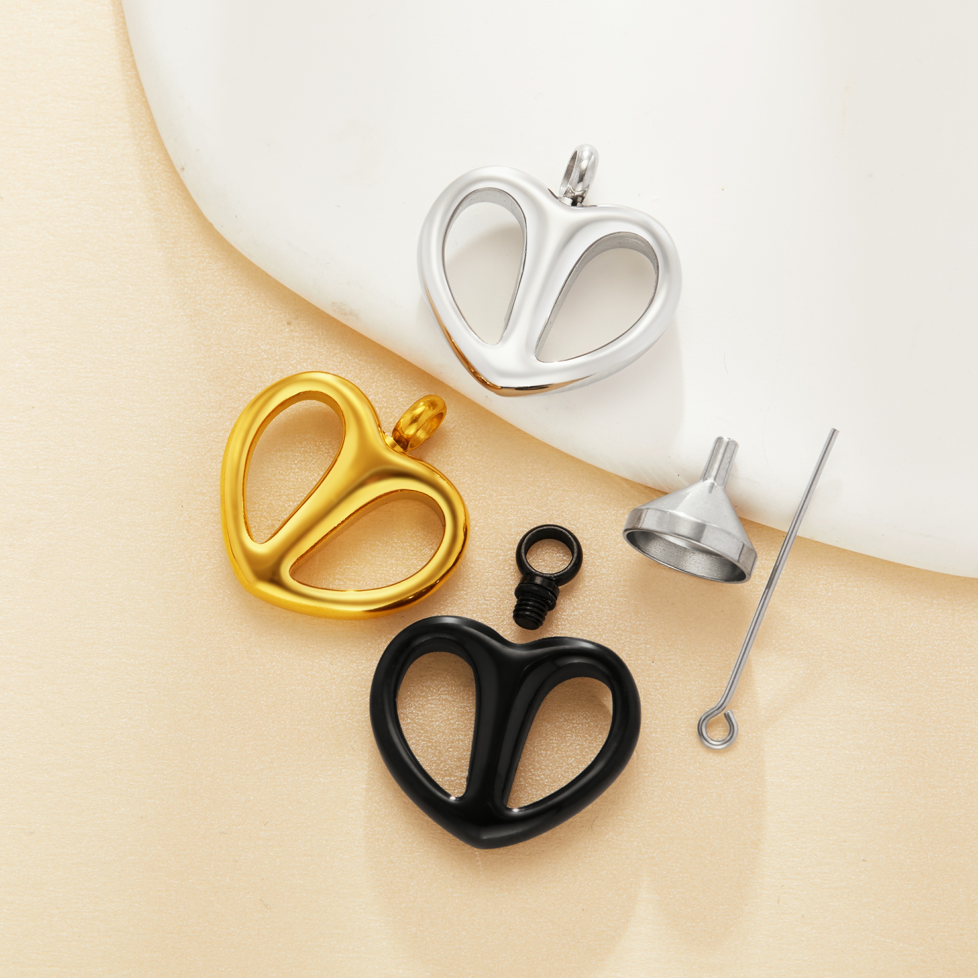 Heart Stainless Steel Canister Pendant,Silver Rose Gold Tiny Ash Canister Cremation,Urn Wish Vial Pendant Prayer Purfume Box Pendant Charm,DIY Pendant Supplies 1190082