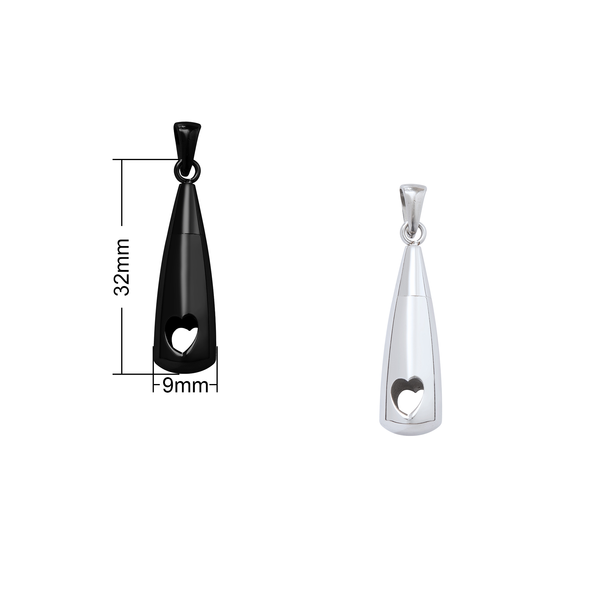 Keepsake Pear Stainless Steel Pendant Canister,Silver Black Plated Ash Canister Cremation,Urn Wish Vial Prayer Purfume Box,DIY Pendant Supplies 1190084