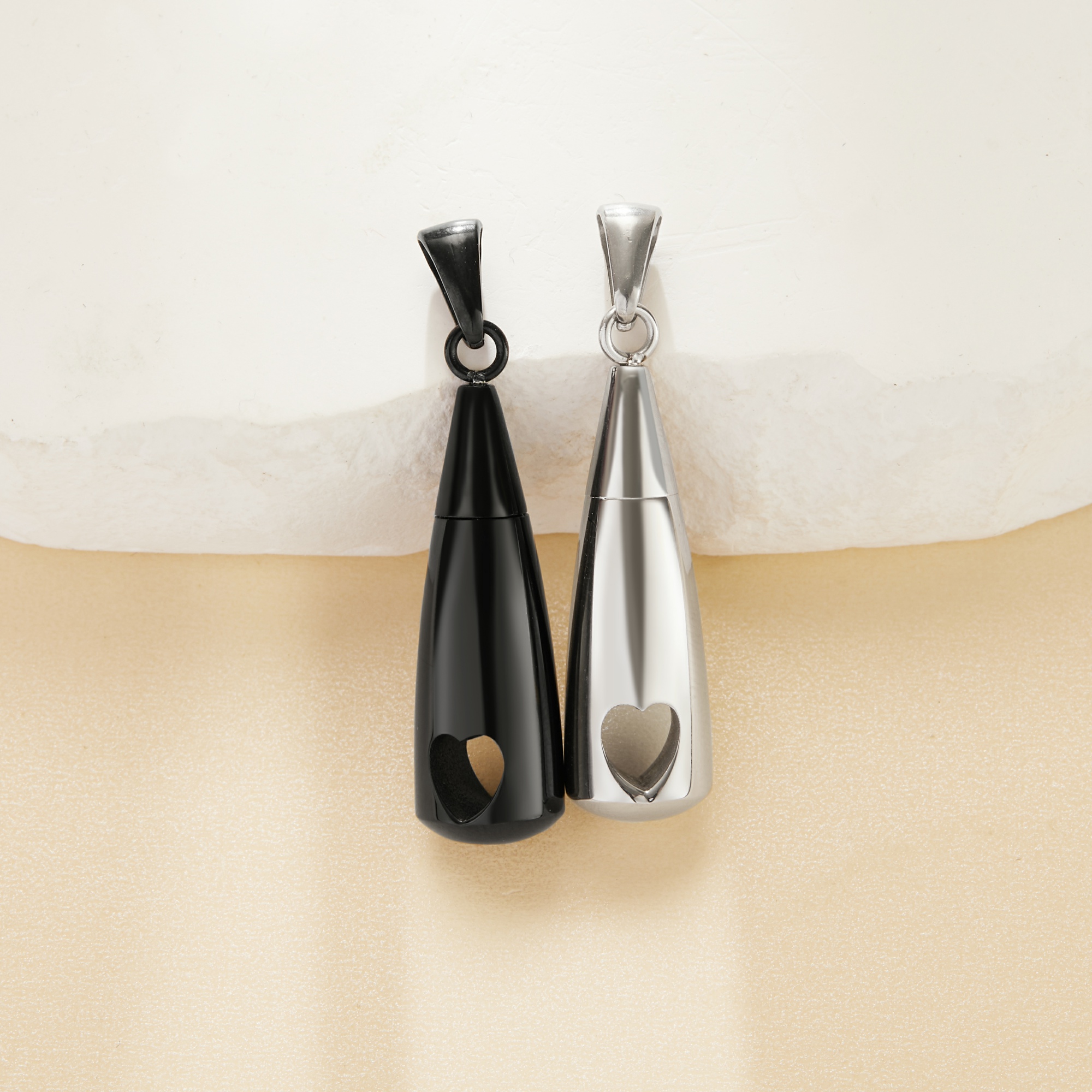 Keepsake Pear Stainless Steel Pendant Canister,Silver Black Plated Ash Canister Cremation,Urn Wish Vial Prayer Purfume Box,DIY Pendant Supplies 1190084