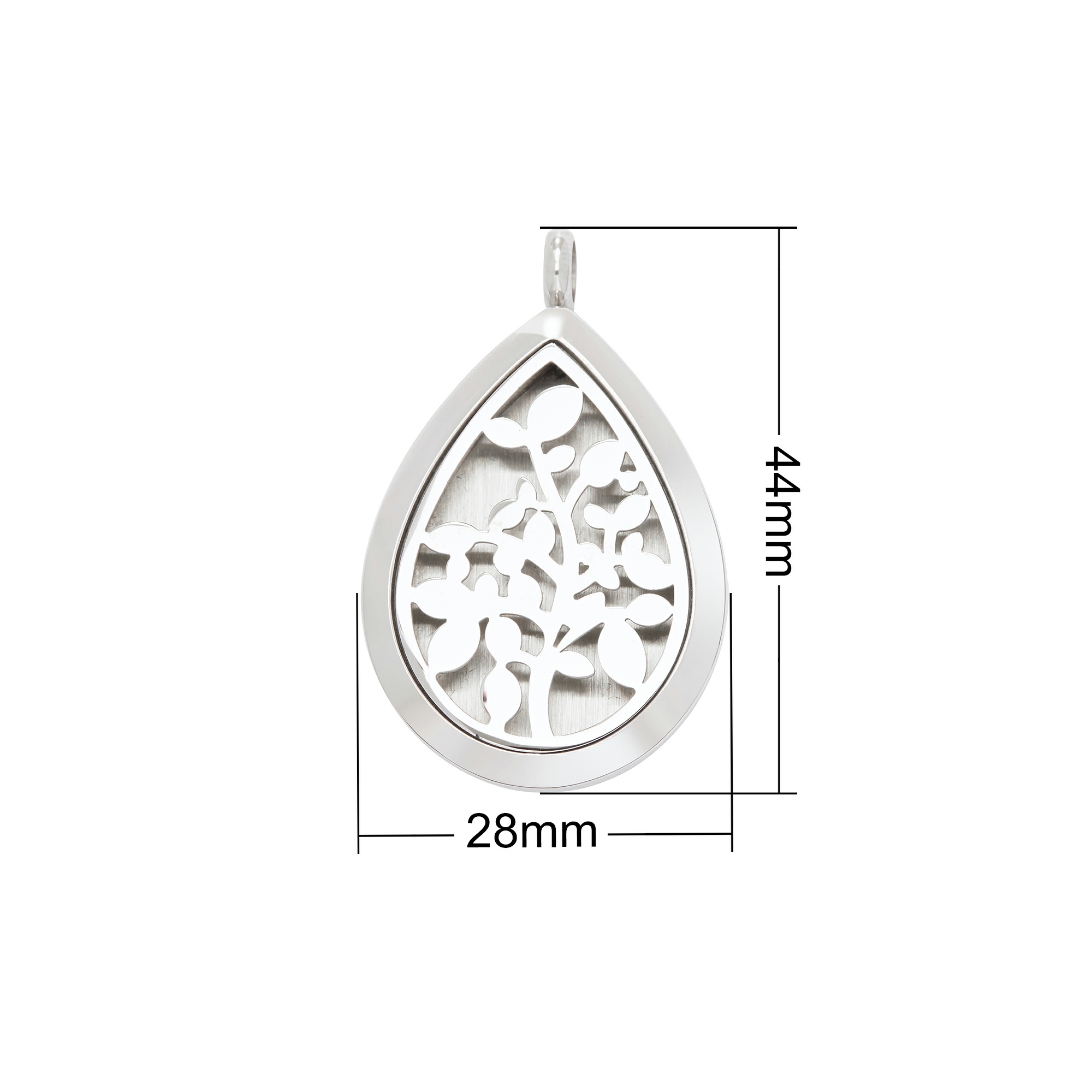 Tree Branch Filligree Perfume Aroma Diffuser Photo Locket,Vintage Styles Stainless Steel Pear Drop Pendant,DIY Keepsake Memorial Pendant Charm Supplies 1190085