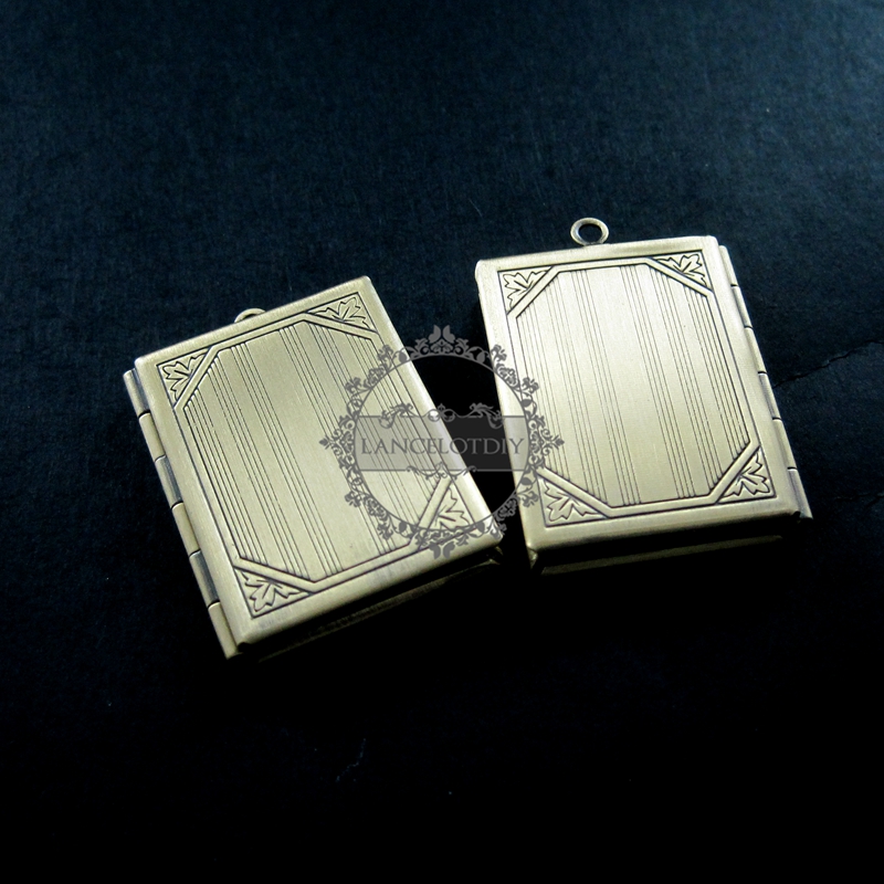 5pcs 27x35mm square vintage style shiny antiqued bronze book shape photo locket pendant charm DIY jewelry supplies 1191031 - Click Image to Close