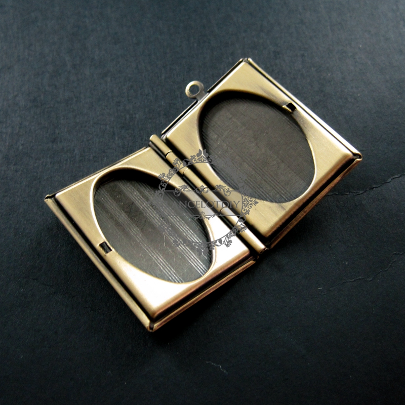 5pcs 27x35mm square vintage style shiny antiqued bronze book shape photo locket pendant charm DIY jewelry supplies 1191031 - Click Image to Close