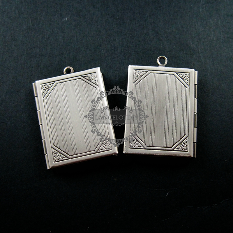 5pcs 27x35mm square vintage style antiqued silver book shape photo locket pendant charm DIY jewelry supplies 1193003 - Click Image to Close