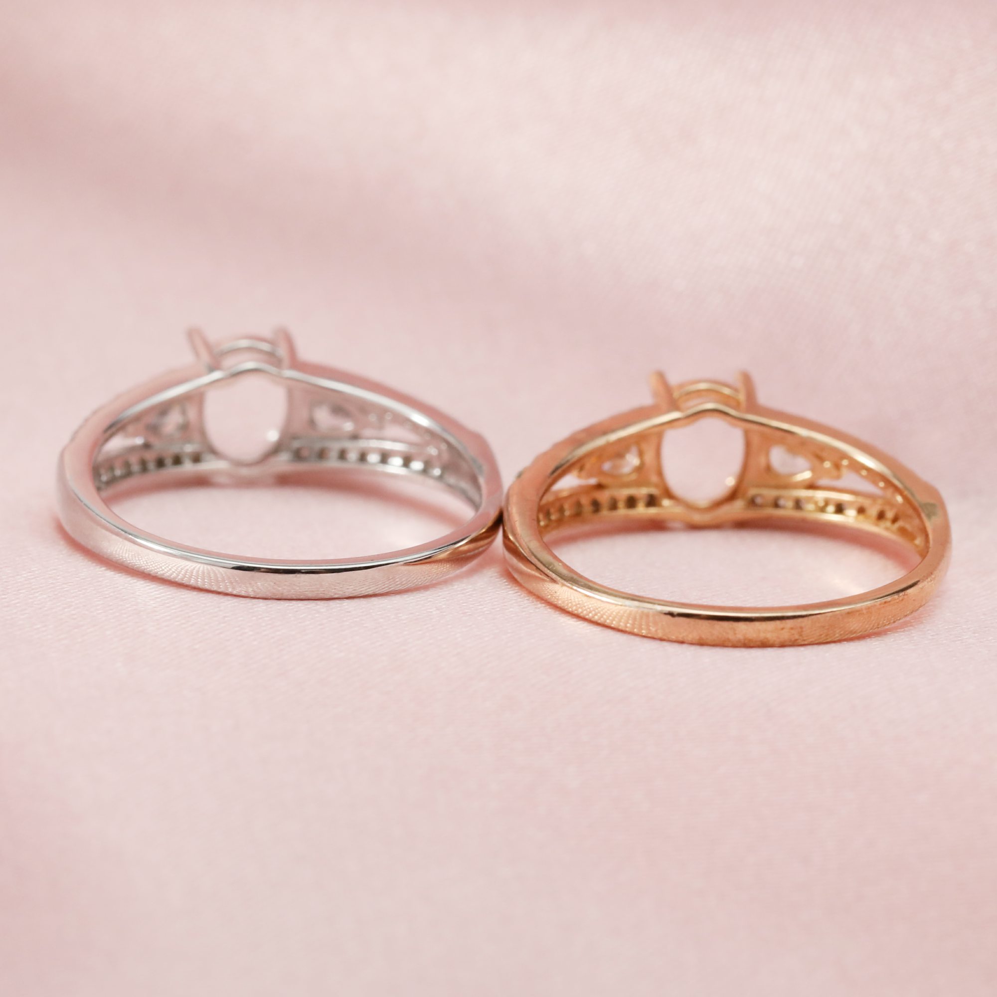 Keepsake Breast Milk Oval Three Stones Prongs Ring Settings Resin Solid 14K Gold with Moissanite Accents DIY Flower Ring Blank Band 1210062-1