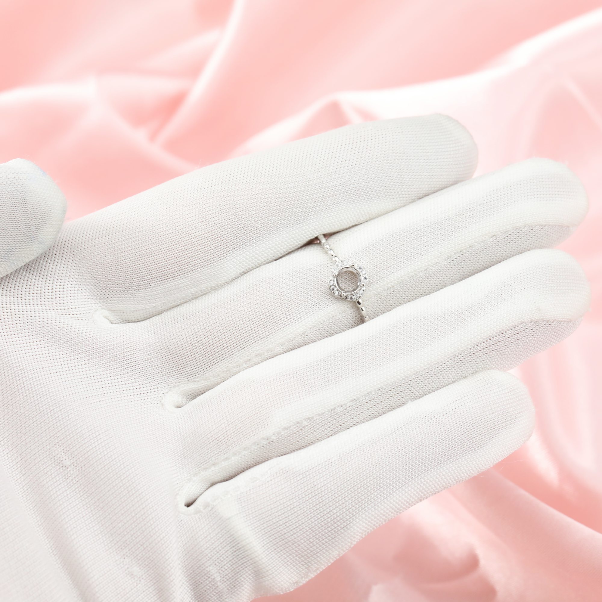 5MM Round Prong Ring Setttings Flower Memory Jewelry Solid 14K 18K Gold DIY Ring Blank Wedding Band for Gemstone 1210087-1