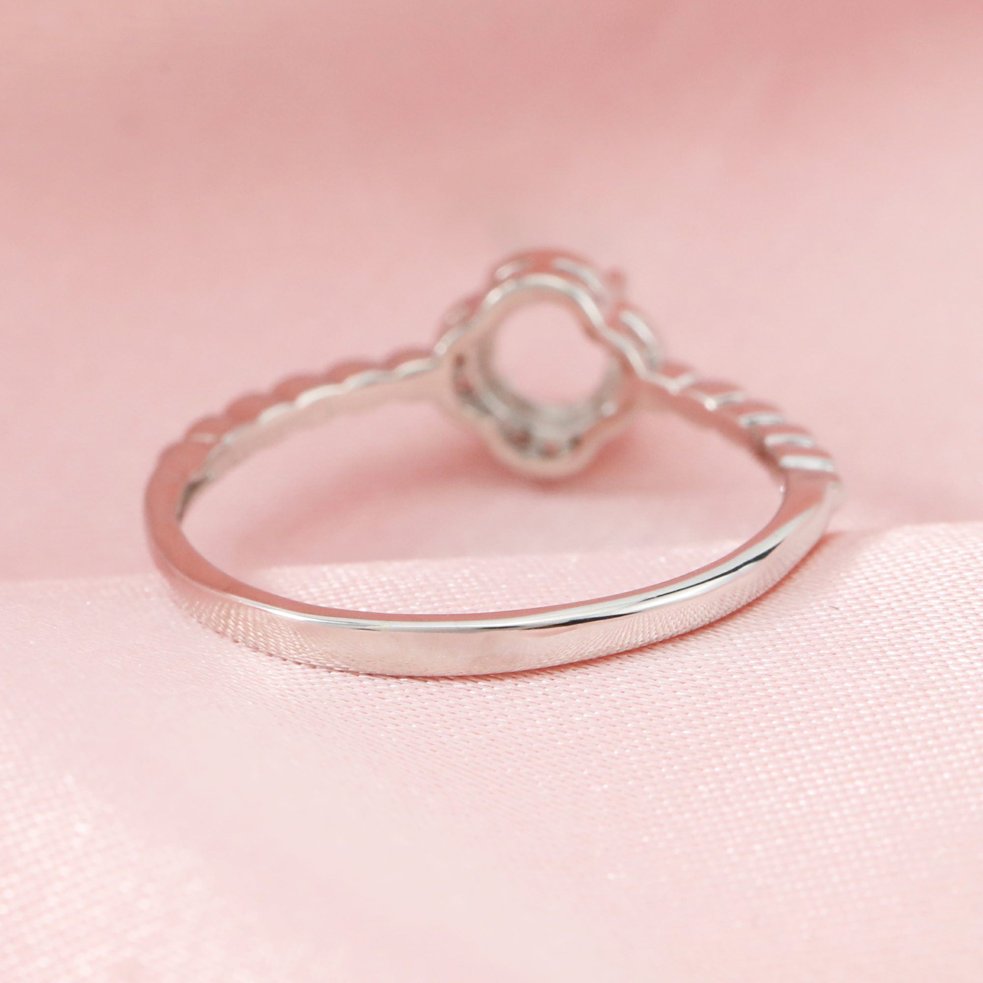 5MM Round Prong Ring Setttings Flower Memory Jewelry Solid 14K 18K Gold DIY Ring Blank Wedding Band for Gemstone 1210087-1