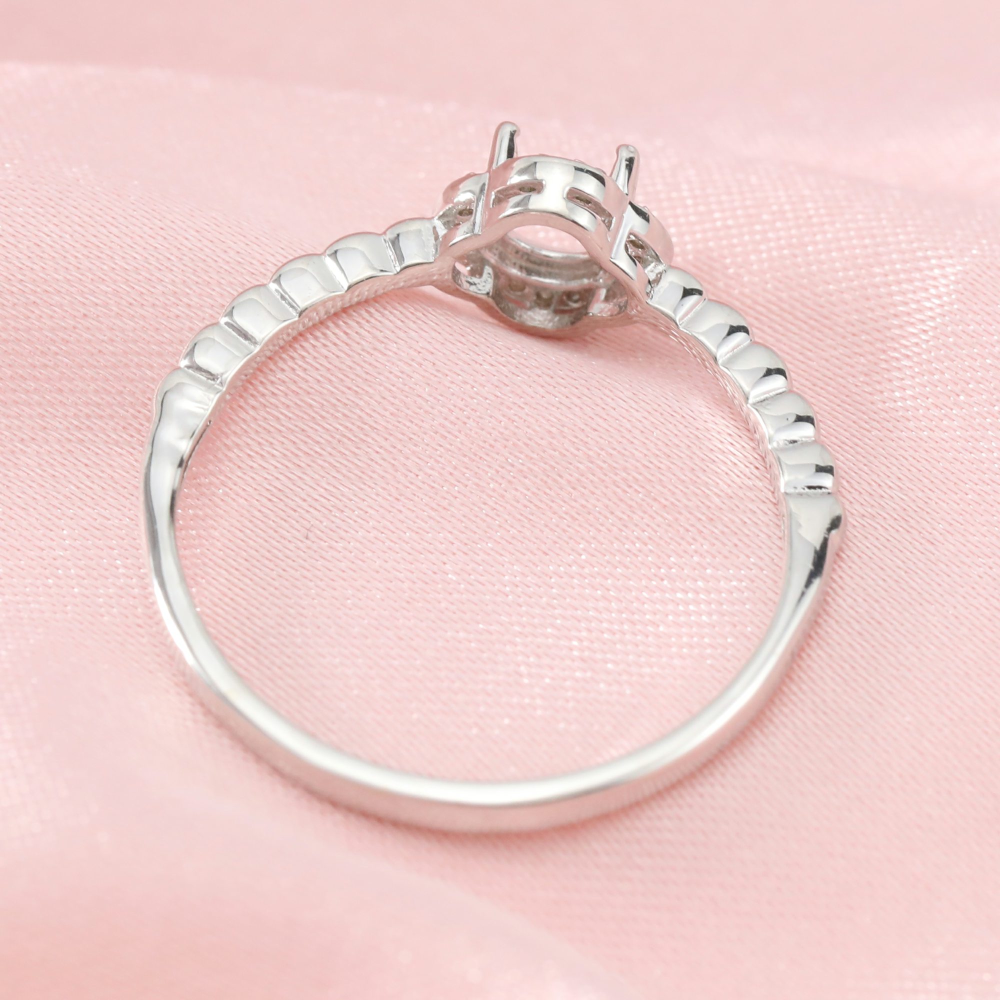 5MM Round Prong Ring Setttings Flower Memory Jewelry Solid 14K 18K Gold DIY Ring Blank Wedding Band for Gemstone 1210087-1