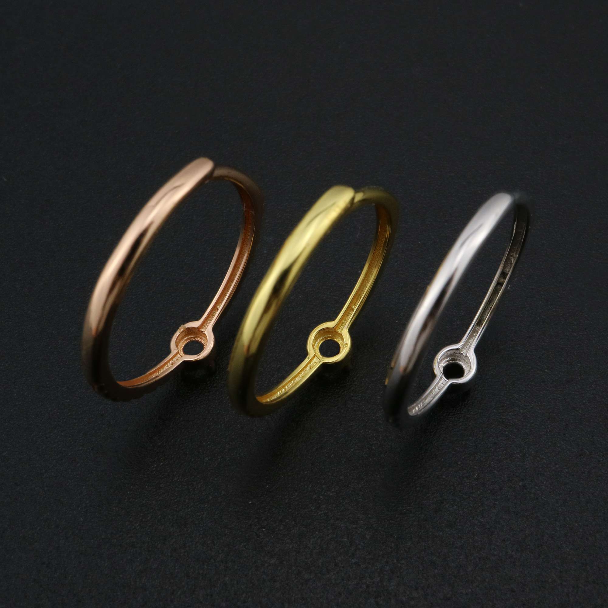 3MM Round Prong Ring Settings Twisted Band Solid 925 Sterling Silver Rose Gold Plated DIY Set Size Adjustable Ring Bezel for Gemstone 1210097 - Click Image to Close