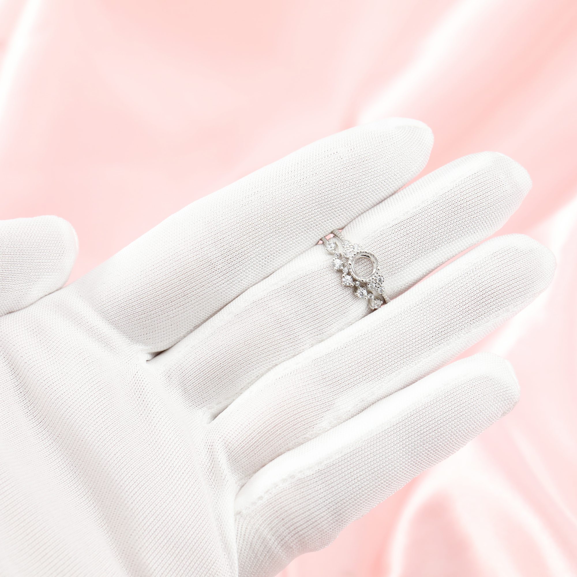 5-8MM Round Prong Ring Setttings Stackable Solid 14K 18K Gold DIY Double Ring Blank Wedding Band Stacker for Gemstone 1210108-1