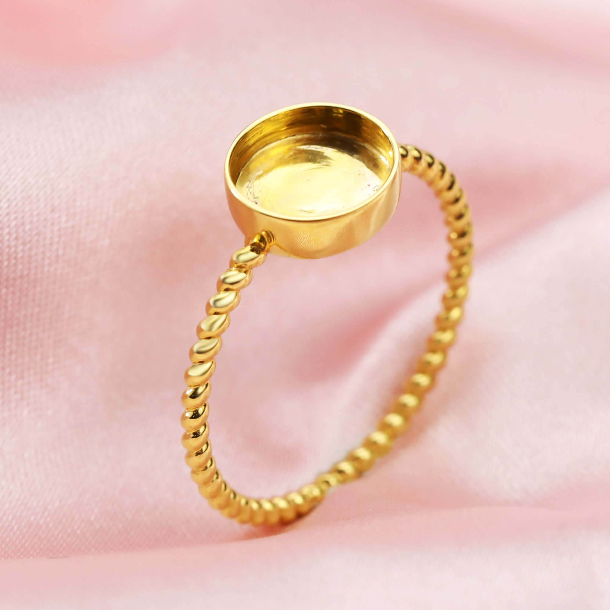 Round Breast Milk Resin Keepsake Ring Settings Solid 14K Gold 2MM Deep Bezel 1210111 - Click Image to Close