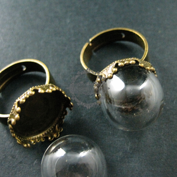 5pcs15mm round glass dome cover in vintage style antiqued bronze ring bezel settings DIY supplies 1211057 - Click Image to Close