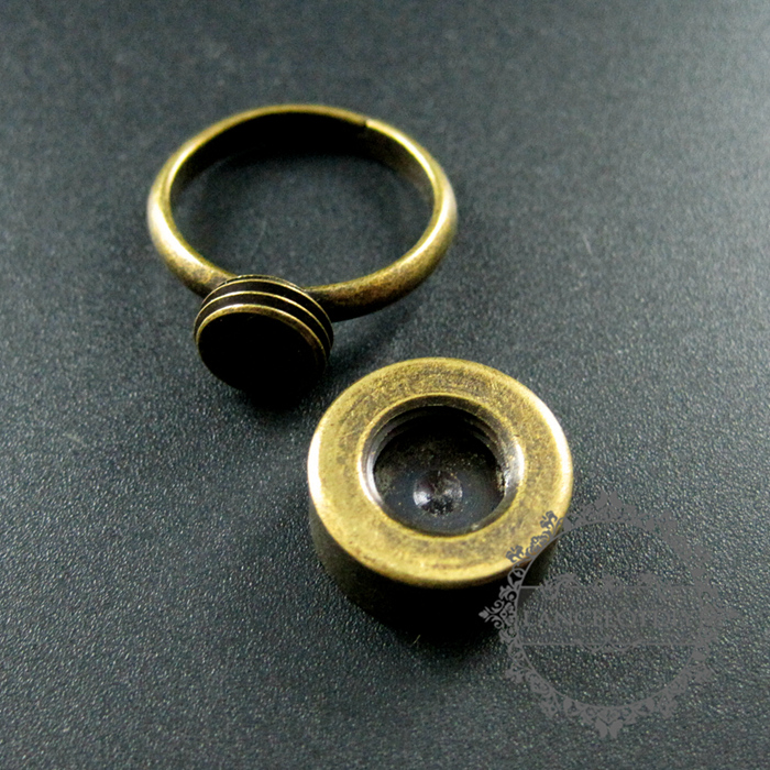 5pcs Screw Change Series 12mm setting size screwed top bezel vintage style antiqued bronze brass DIY ring supplies jewelry findings 1211061 - Click Image to Close